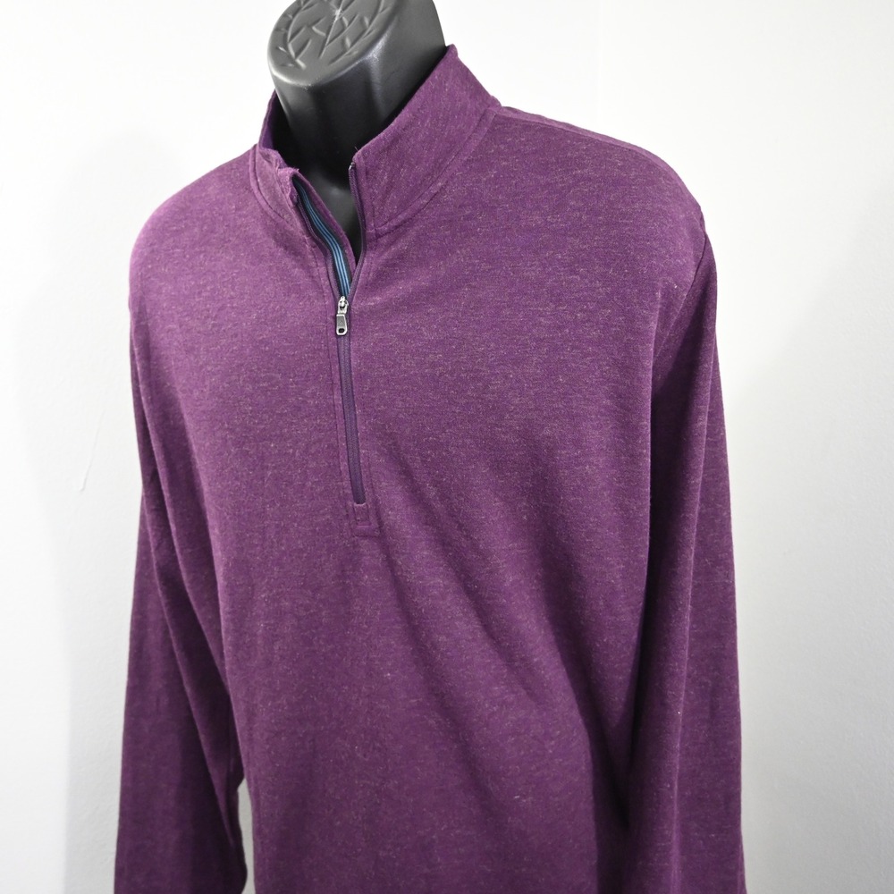 Adidas Pullover Mens 2XL Purple 1/4 Zip Long Sleeve‎ Wool Blend Heathered
